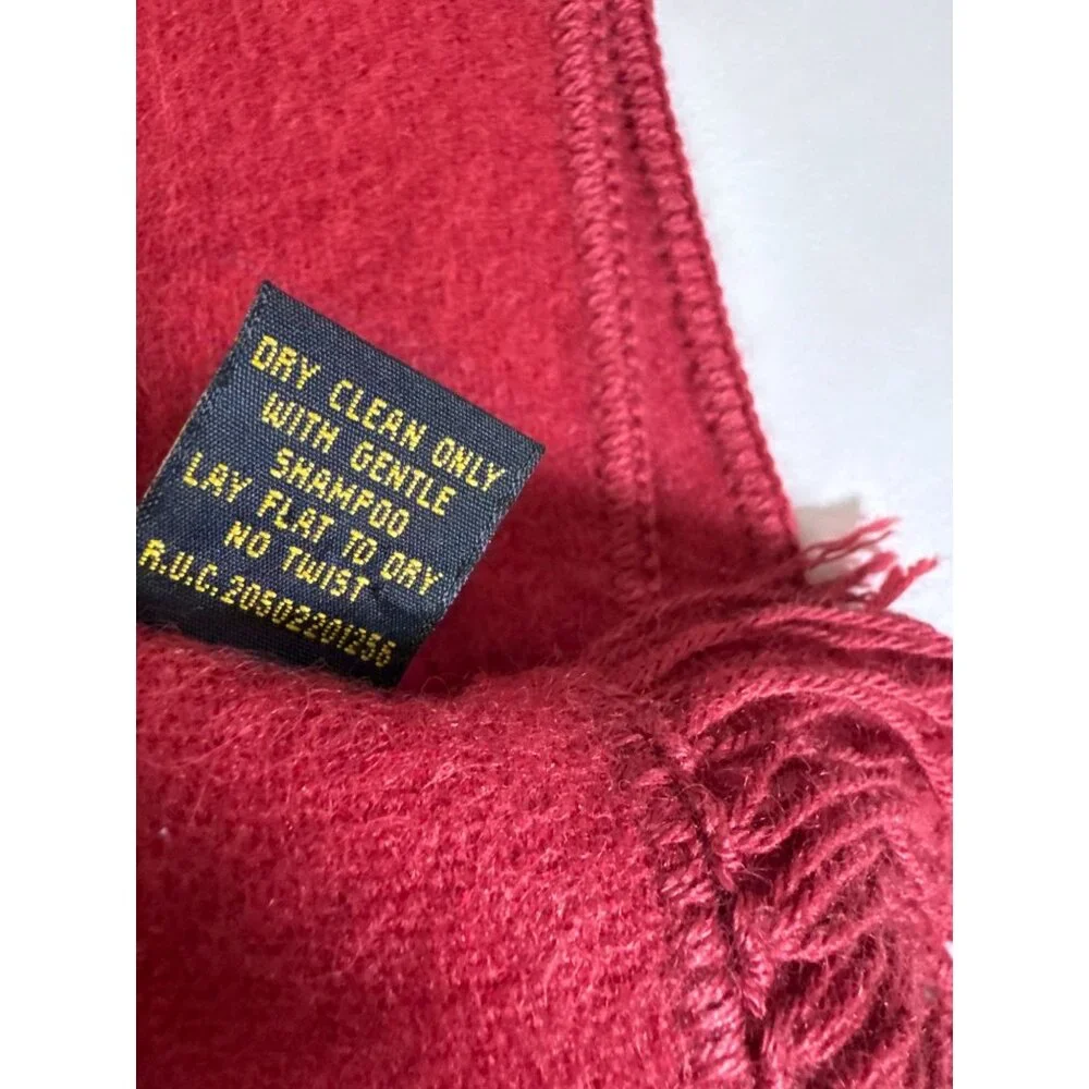 Ccahuantico Alpaca Scarf Red Fringe Made Peru OS Soft Cozy Fall Winter Western